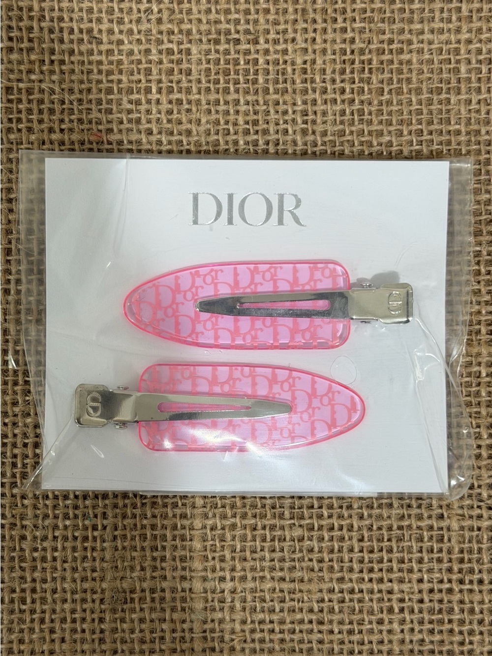 Dior Pink Monogram Snap Hair Clips
